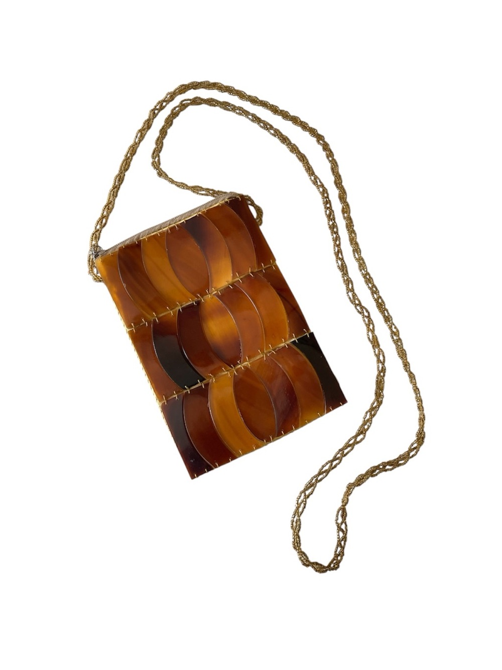 Vintage Twisted Orchid Tortoiseshell Resin Panel Chain Shoulder Bag Y2K